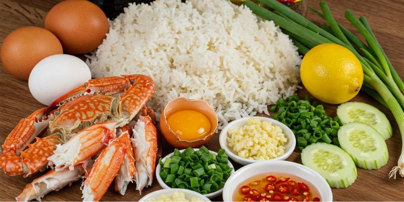 ส่วนผสมสำหรับข้าวผัดปูเมืองทอง (สำหรับ 2 ที่)