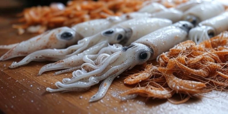 ส่วนผสมสำหรับปลาหมึกผัดไข่ เค็ม