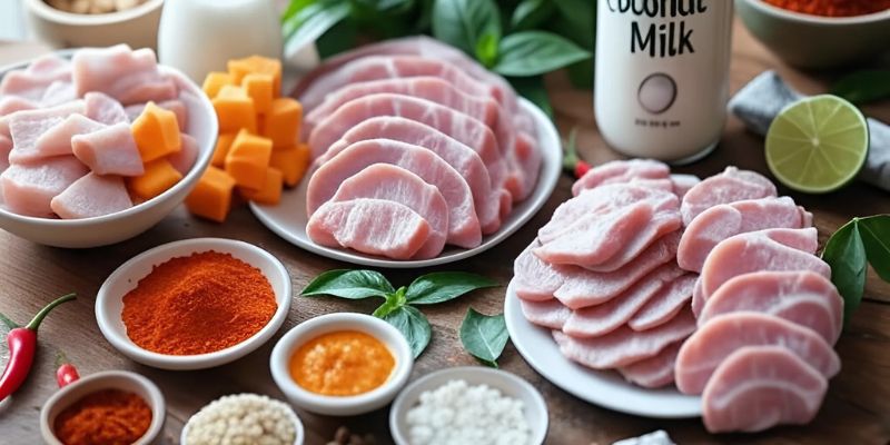 การเตรียมวัตถุดิบสำหรับแกงหมูใส่ฟักทอง