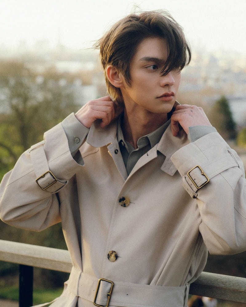 Bright in manly leather jacket style